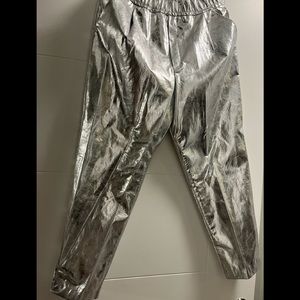 Zara faux leather silver pants 👖.